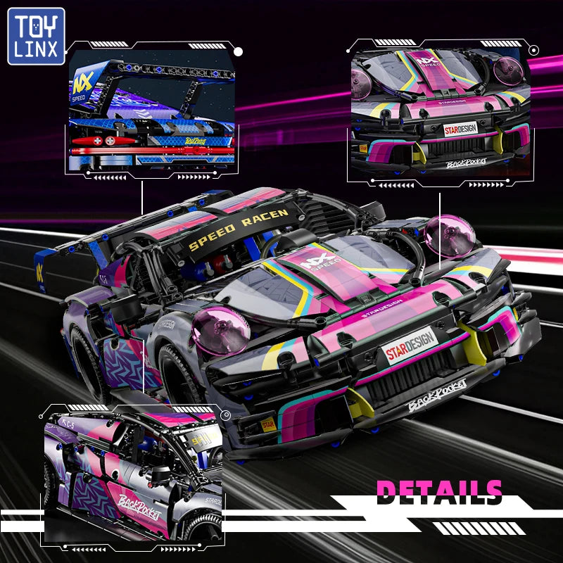 EZ 1611 PCS Sport Car Building Block Sets for Adults,1:10 Collectible Model Scale Engineering Toy Gifts for Boys Car no Box