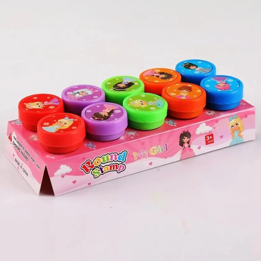 EZ 10pcs Assorted Stamps for Kids Self-ink Stamps Children Toy Stamps Smiley Face Seal Scrapbooking DIY Painting Photo Album Decor