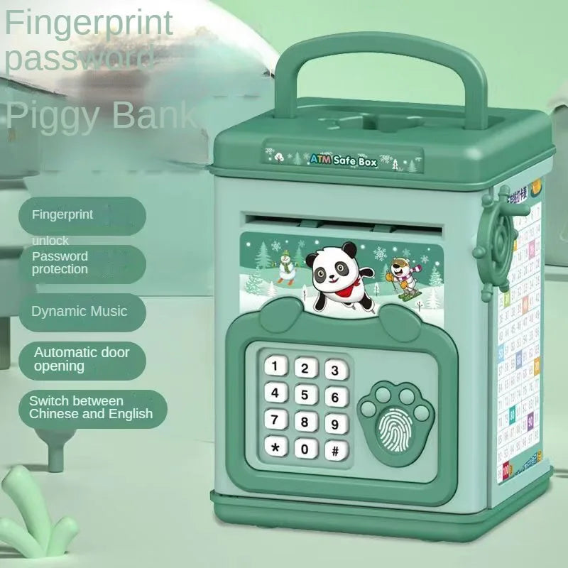 EZ Money Box with Fingerprint Piggy Bank Electronic ATM Savings Box for Coins Cash Safe Large Coin Bank Password Lock for Children