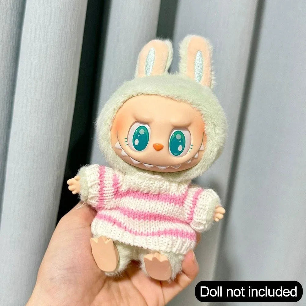 EZ For 15/17cm 3.0 labubu v1/v2/v3  clothes pink set love outfits Cherry Decorated Jumpsuit Replacement for Decoration Accessories