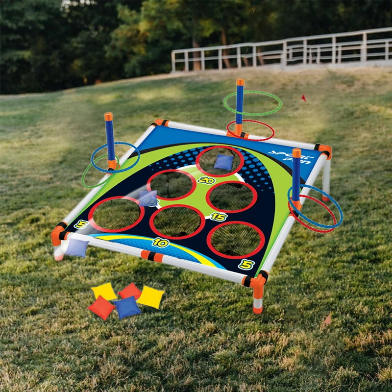EZ Portable Cornhole Throwing Circle Ferrule Board Set Easy Assemble Fun Kids Interactive Adults Outdoor Yard Toss Game Toy
