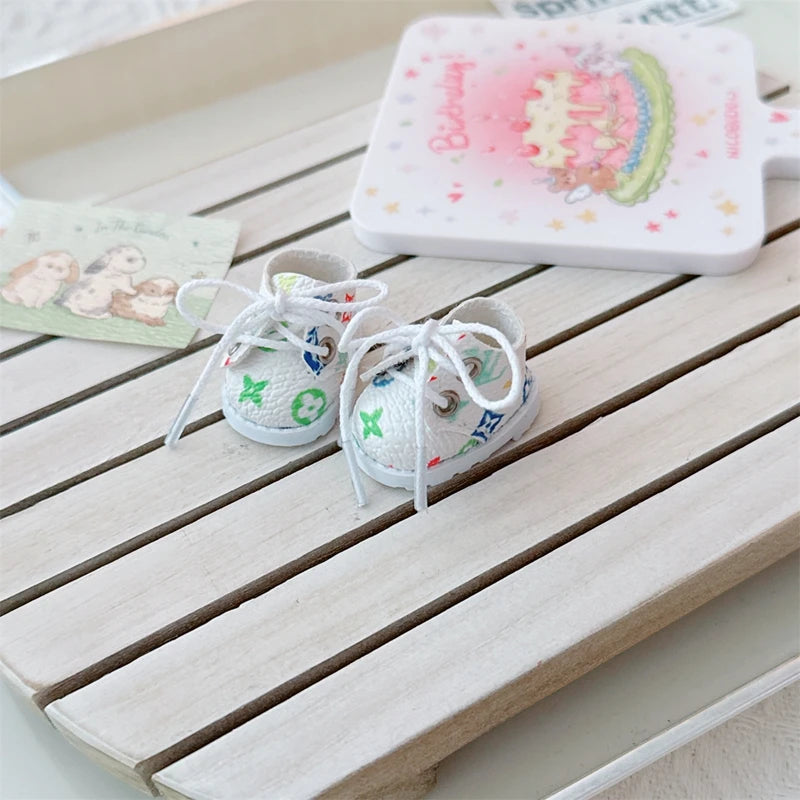 EZ For 17cm Labubu Mini Doll Clothes Outfit Four-leaf Flowers Hat Overalls Clothes Loafer Shoes Doll Accessories Sitting Party