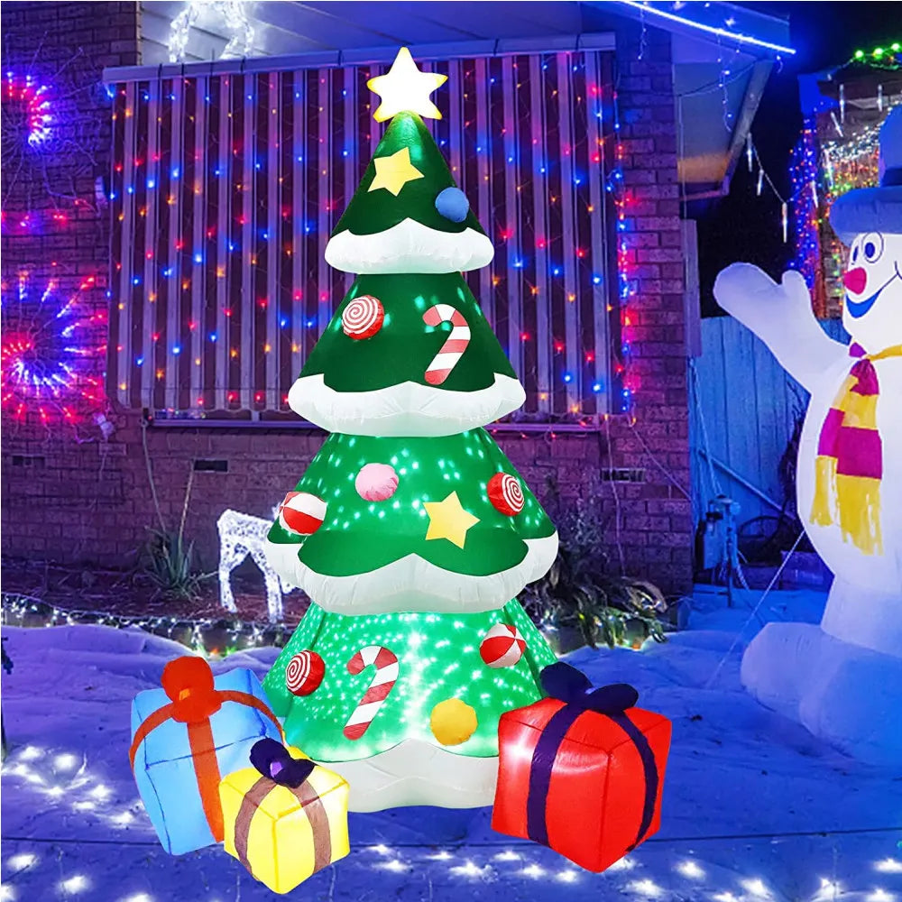 EZ 2.1M/7FT Christmas Inflatable Xmas Tree With LED Lights Outdoor Ornament Christmas Gift Party New Year Indoor Decoration Toys