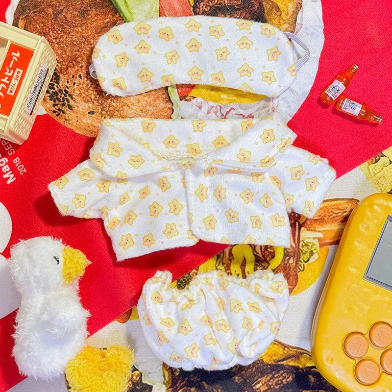 EZ Doll Clothes Accessories for 17cm Labubu Dolls Baby Doll Lovely Pajamas With Eye Mask Stuffed Cotton Toy for Korea Star Kpop EXO