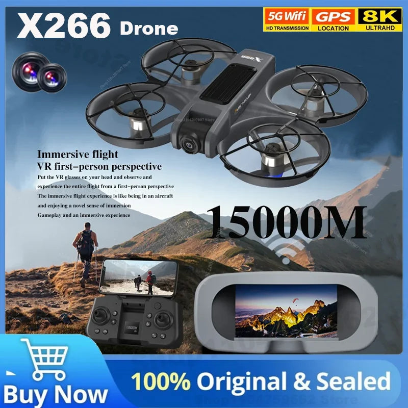 EZ NEW Original X266 Drone WIFI 8K GPS Professional HD Aerial Photography Remote Control Aircraft HD Dual Camera Quadcopter Toy UAV