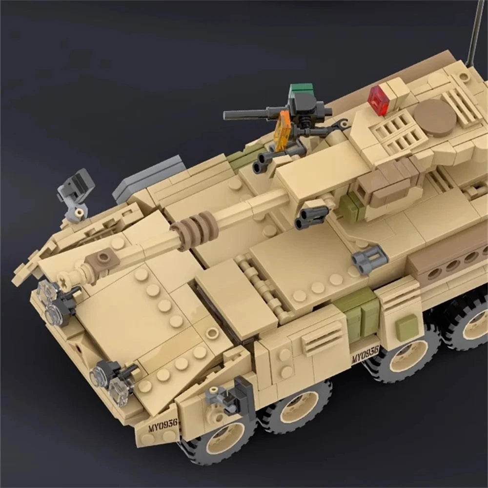 EZ World War 2 WW2 Army Military Soldiers SAWT M1128 Mobile Gun System Model Building Blocks Bricks Children'S Toys