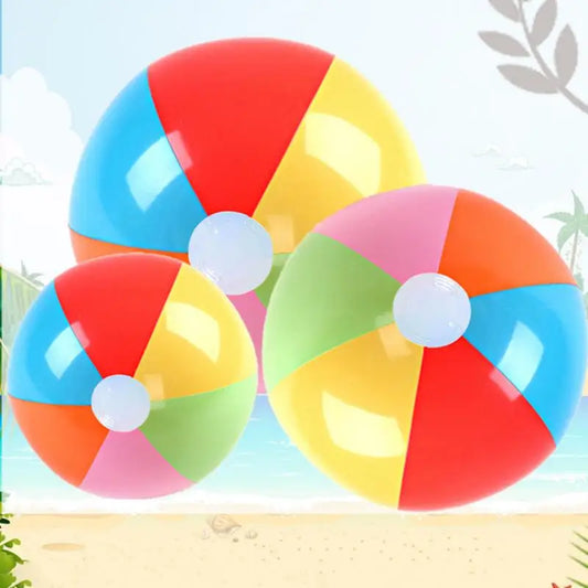 EZ 3PCS Inflatable Beach Ball Rainbow Color Pool Party Favors Summer Water Toy Pvc Inflatable Beach Ball Multicolored Beach Toy
