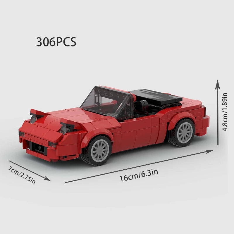 EZ Mini Cabrio MOC Open Car Vehicle City  Racer Runabout Building Blocks Brick Cabriolet Supercar Kids Toys Gift Boys