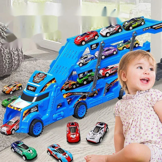 EZ Large Kid Truck Deformation Transporter Car Toys Models Educational Model Folding Track Racing Vehicle Boys Girls Birthday Gift