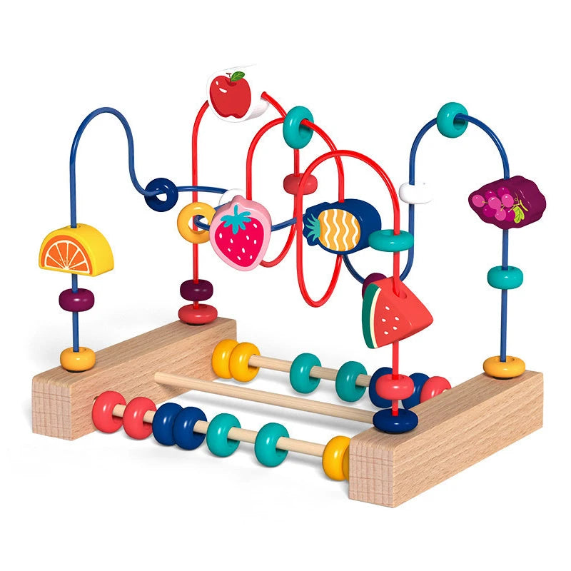 EZ Montessori Baby Toys Wooden Roller Coaster Bead Maze Abacus Math Toys Toddler Early Educational Toys for 1 2 3 Years Kids Gifts