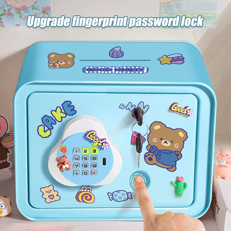 EZ Children's Mini Fingerprint Piggy Bank Toys DIY Password Unlock Money Box Kids Savings Bank With Music Key Toy For 3 Yeas Gifts