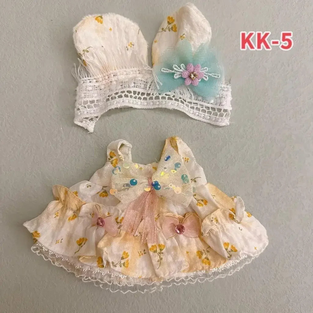 EZ 20cm Plush Doll'S Clothes Outfit Accessories For Korea Kpop Exo Labubu Idol Dolls Lolita set cute little princess skirt Clothing