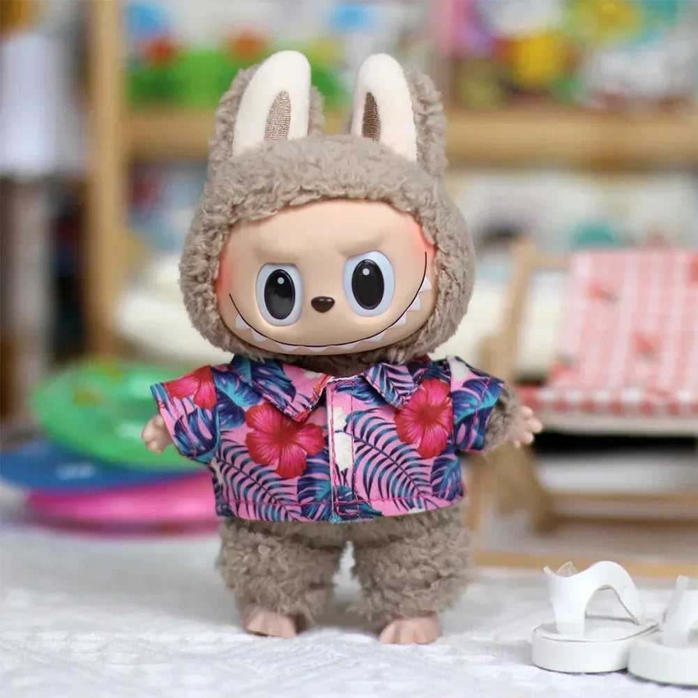 EZ For labubu Cool leather Jacket Dress Fashion Mini Plush Doll Clothes Outfit Accessories for Labubu Idol Skirt Clothing Gift