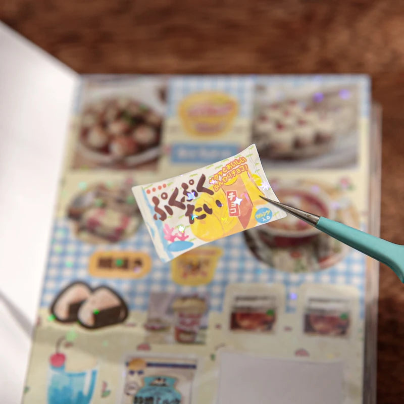 EZ Kawaii Stationery Stickers Japanese Showa Flavor Flash Film Die Cutting Stickers Book Scrapbook DIY Decorative Material Stickers