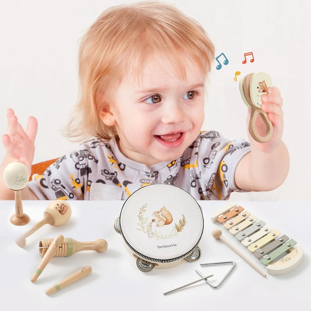 EZ Musical Instruments Montessori Music Baby 0 12 Months Toys Drum Xylophone Kids Early Educational Wooden Instruments Baby Toys