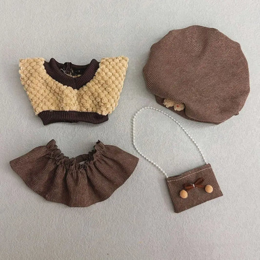 EZ 20cm Cotton Doll Lovely Princess Dresses Plush Dolls Clothes Dresses Skirt Decoration Skirt With Cartoon Headband Accessories