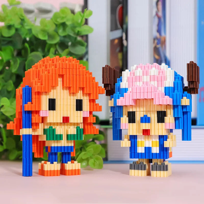 EZ One Piece Connection Building Blocks Luffy Chopper Nami Sanji Zoro Usopp Ace Franky Brook Robi Diamond Brick Figure Toy For Kids
