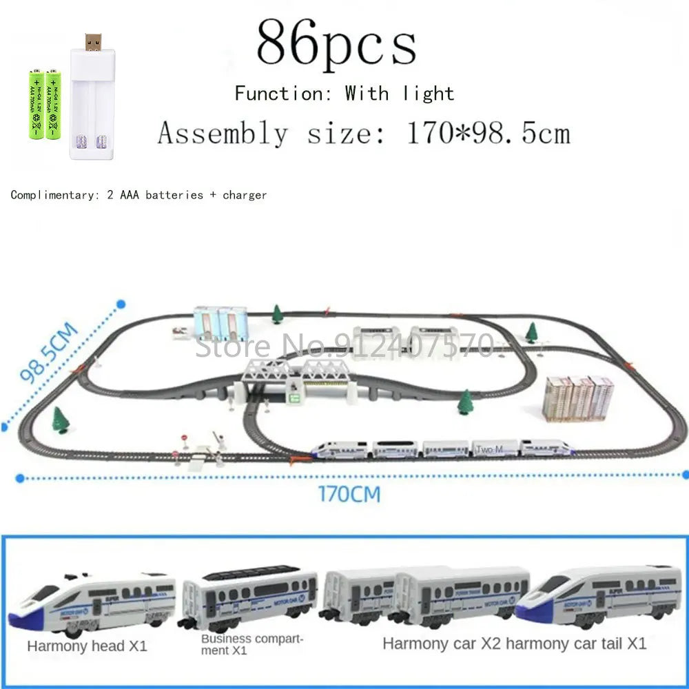 EZ Electric Train High Speed Train Model Railway Track Harmony Rail Toy Car  Assemble DIY Set Children Christmas Gift Toy for Boy