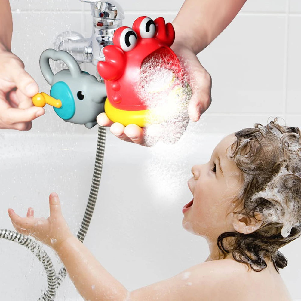 EZ Bathtub Soap Machine Blowing Bubble Baby Bath Toys Cute Cartoon Shark And Crab Bathroom Swimming Pool Toys Outdoor Foam Maker