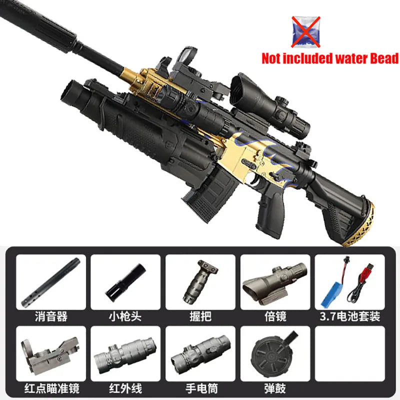 EZ The New M416 Electric Burst Toy Gun Without Gel Ball Can Be Manually and Can Be Electric with Fully Equipped with Flashlight Infrared Boy Toy Game