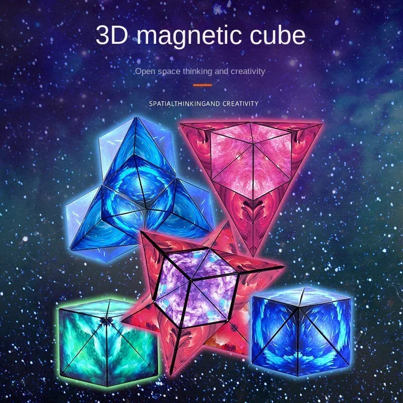 EZ Variety Geometric Changeable Magnetic Magic Cube Anti Stress 3D Hand Flip Puzzle Cube Kids Stress Reliever Fidget Toy