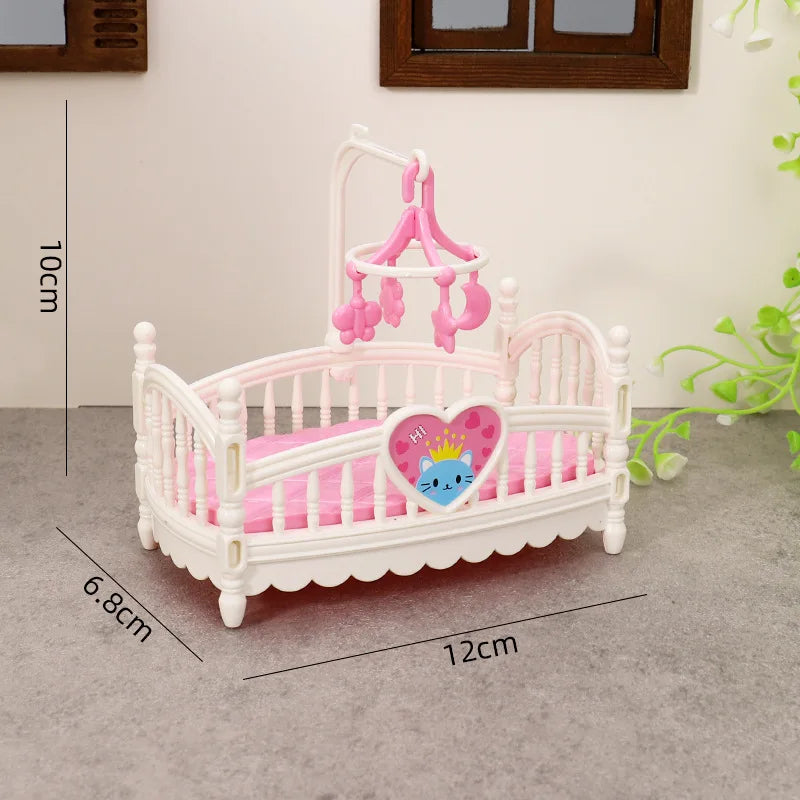 EZ New Stock Mini Labubu Doll Bed Model Dollhouse Bedroom Furniture 1/12 Dollhouse Simulation Dolls House Accessories