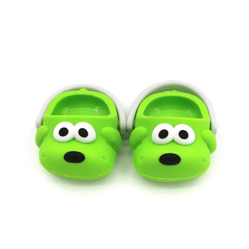 EZ Cartoon Rubber Slippers for Mini Labubu 17cm Vinyl Dolls Macaron Style