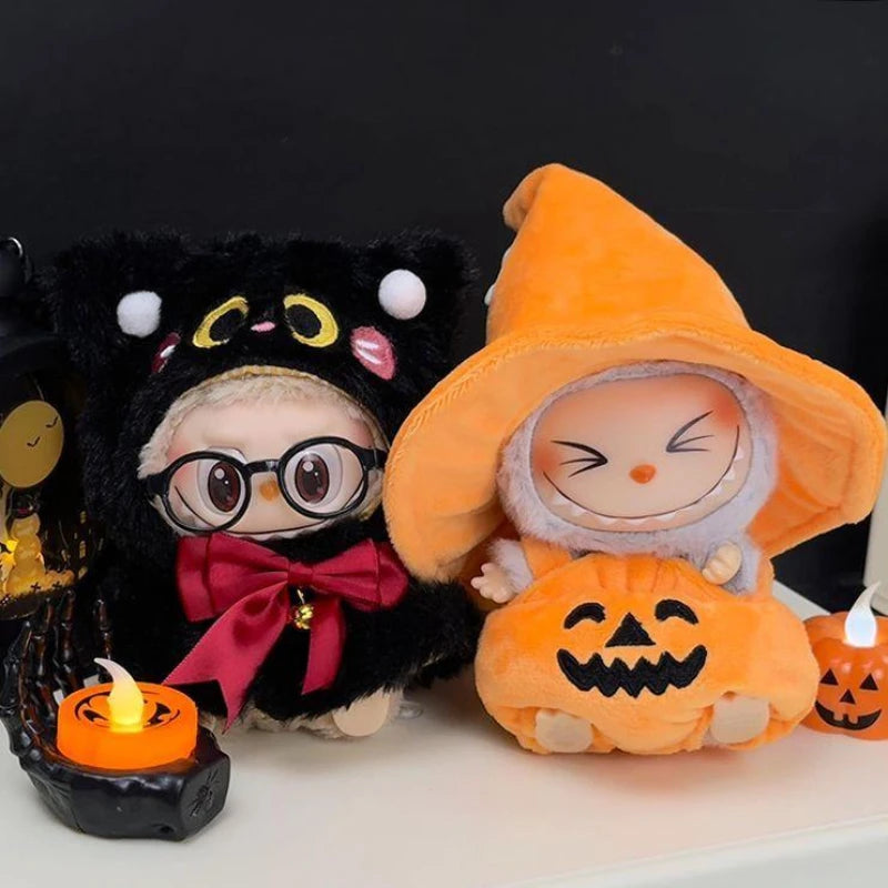 EZ For labubu Halloween pumpkin doll costume cute black cat vinyl doll dress up clothes no doll