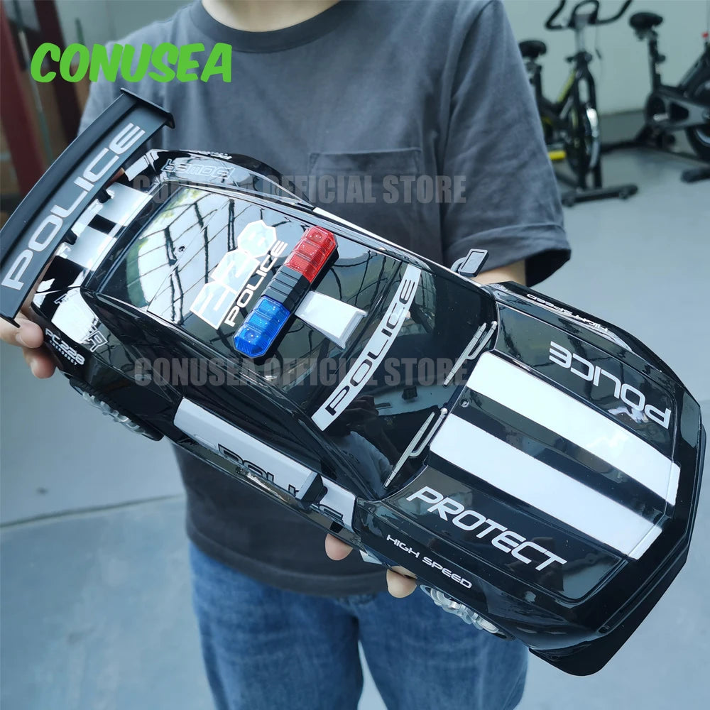 EZ 1/12 Big 2.4GHz Super Fast Police RC Car Remote Control Cars Toy with Lights Durable Chase Drift Vehicle toys for boys kid Child