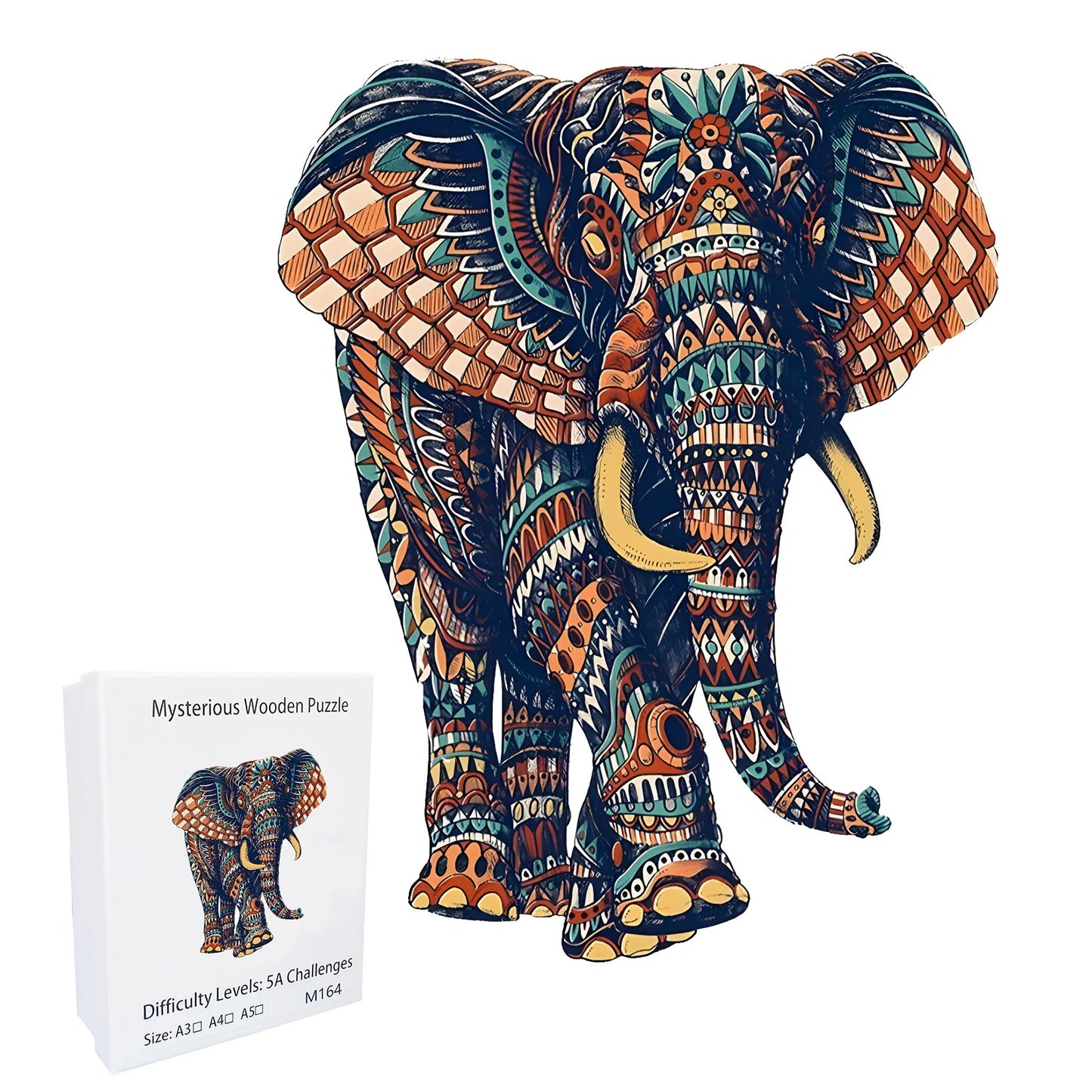 EZ Unique Elephant Wooden Puzzle, Adult Stress Relief Toys, Irregular Animal Shapes, Holiday Birthday Gift