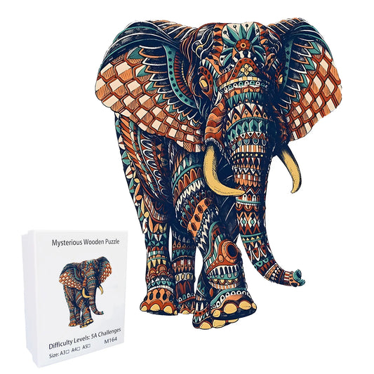 EZ Unique Elephant Wooden Puzzle, Adult Stress Relief Toys, Irregular Animal Shapes, Holiday Birthday Gift