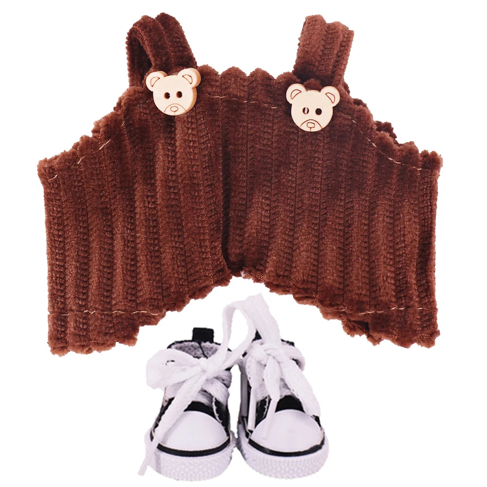 EZ Doll Pants+Doll Shoes For labubu 17cm Plush Doll Clothes Accessories Girl's Toys Birthday Present