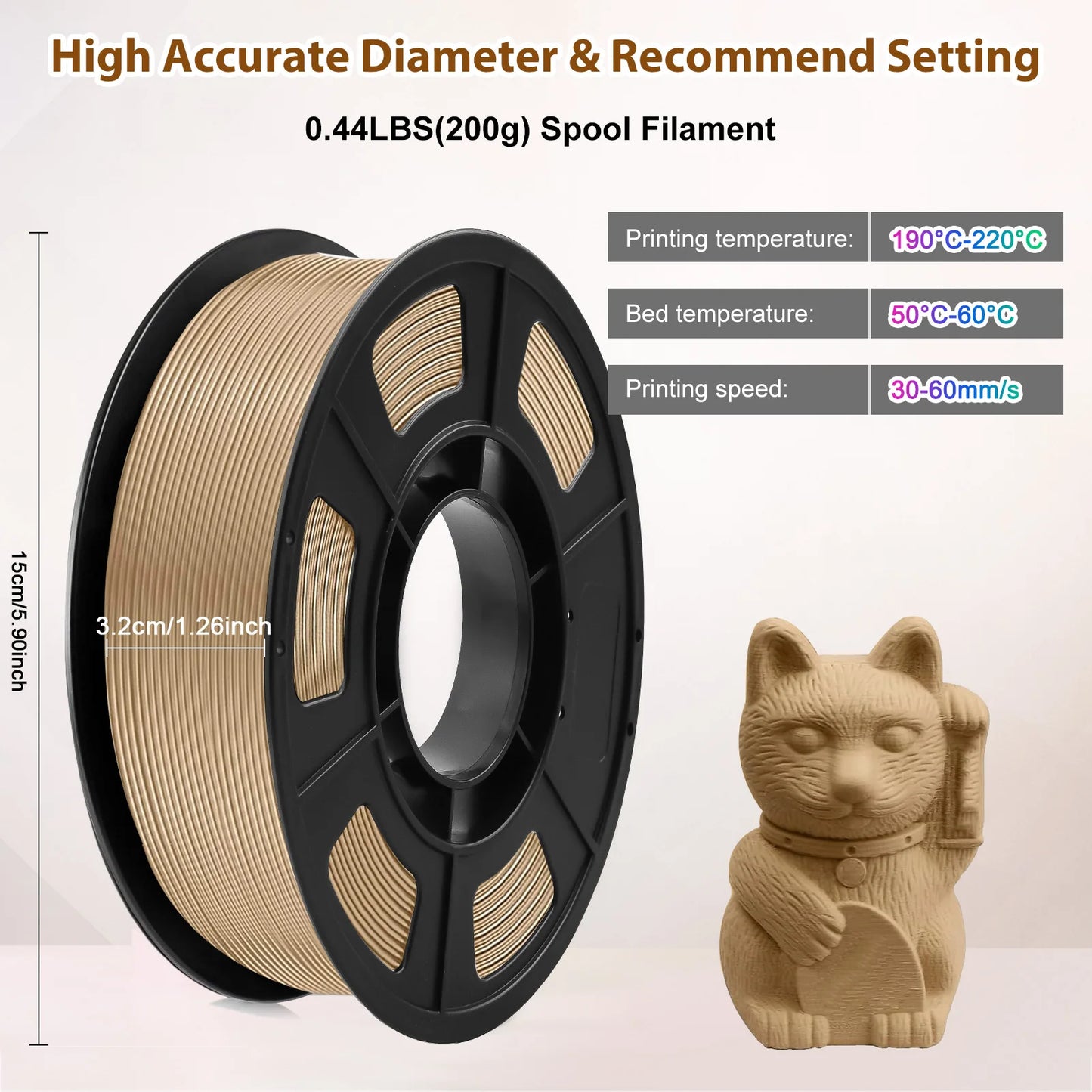 EZ 200G Wood PLA Filament 1.75mm ±0.03mm For FDM 3D Printer And Pen High Quality Bubble Free Fast Shipping