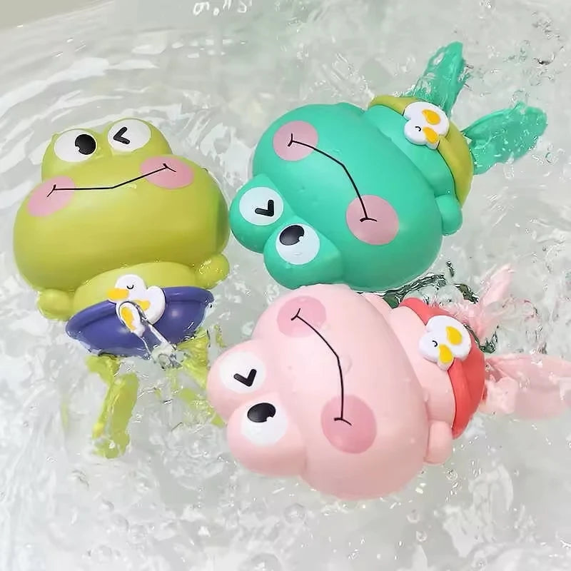 EZ Wind-Up Swimming Frog Bath Toys for Toddlers, No Battery Mold-Free ABS Montessori Water Toy for Kids