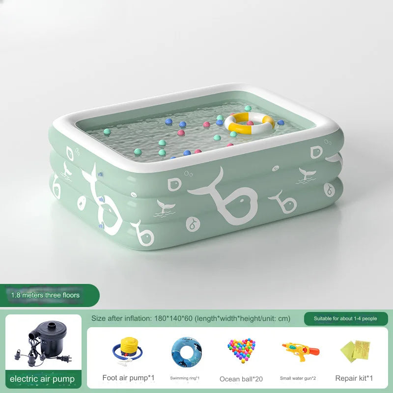 EZ Inflatable Pool with Canopy and Slide,Large Inflatable Swimming Pool for Persons,Family Pool for Backyard, Outdoor