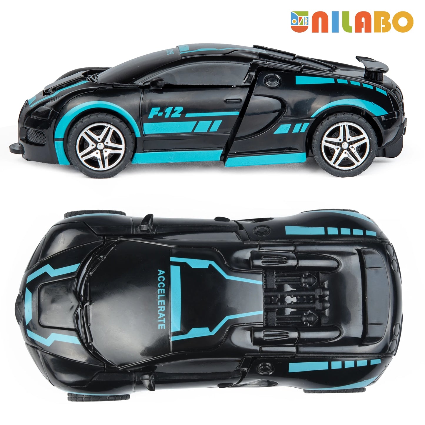 EZ Transformable Robot Sports Car Toys, No Batteries, Educational Kids Gift, Colorful Model Vehicle for Play Learning