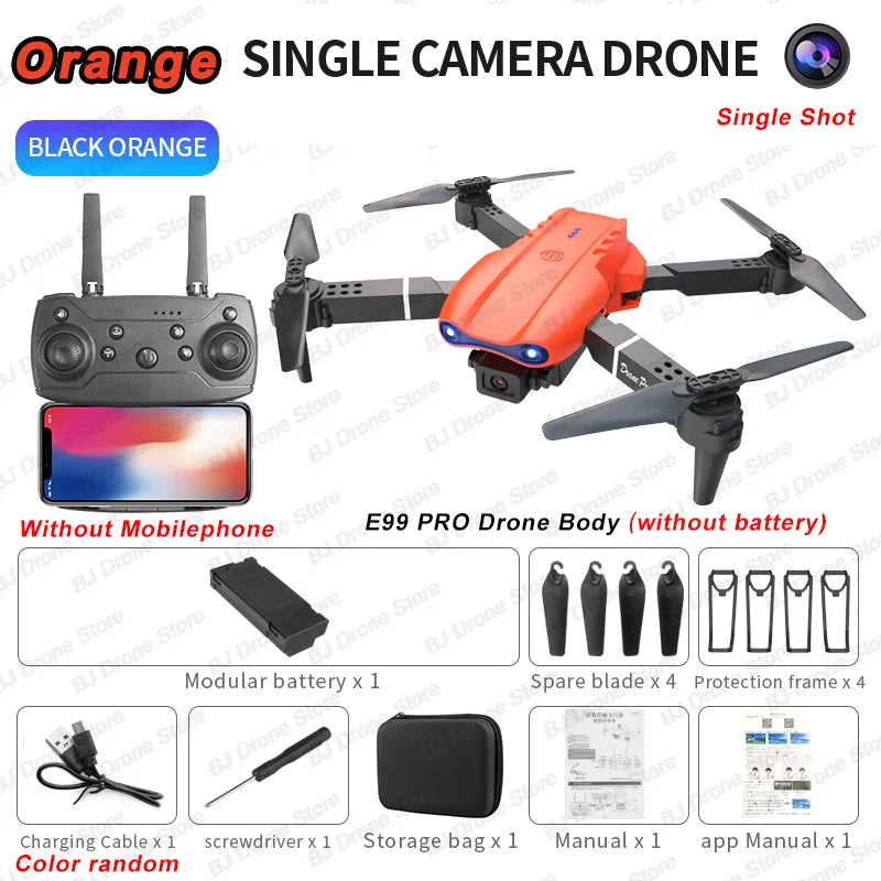 EZ 2024 E99Pro RC Drone 4K Professinal With 1080P Wide Angle HD Camera Foldable Helicopter WIFI FPV Height Hold Gift Toy