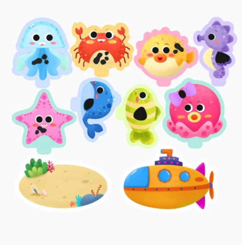 EZ Baby Toy Animal Bath Toys for Kids Soft EVA Paste Bathroom Toys Animal Cognitive Floating Water Toys for Boys Girls 2 to 4 Years