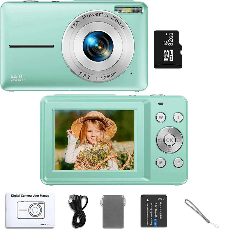 EZ Digital Camera Children Camera for Children Camcorder with 16x Zoom Compact Cameras 1080P 44MP Cameras for Beginner Photography