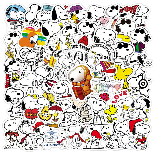 EZ 50Pcs Cartoon SnoopyDog Stickers for Kids Laptop Skateboard Graffiti Skateboard Laptop Water Bottle Motorcycle Sticker Toy Decal