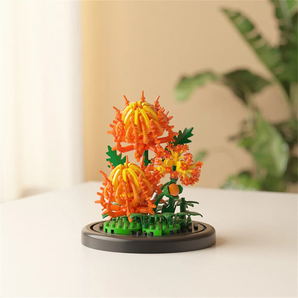 EZ Eternal Flower Bouquet Bonsai Potted Plant Micro Building Blocks Model Home Decoration Toy For Kid Birthday Gift