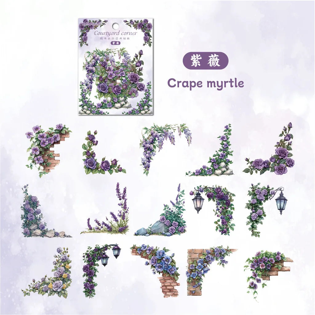 EZ 30 Pcs Flowers Corner Stickers PET sticker package DIY diary decoration sticker album scrapbooking Junk Journal