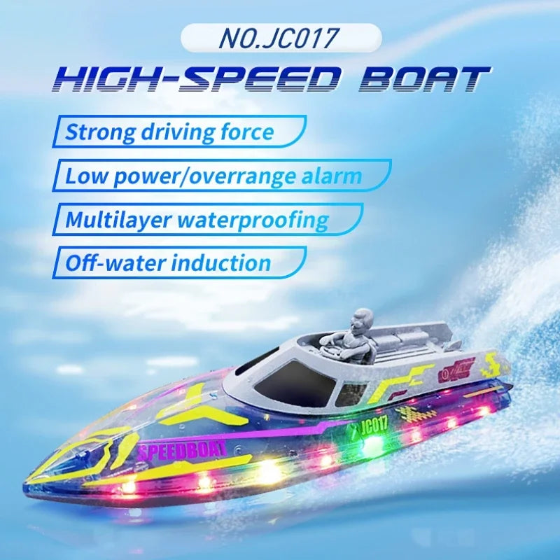 EZ 2.4G Remote Control Boat Children Toy Electric Stunt Speedboat with Lights High Speed RC Race Boat Yacht Electric Ship Water Toy