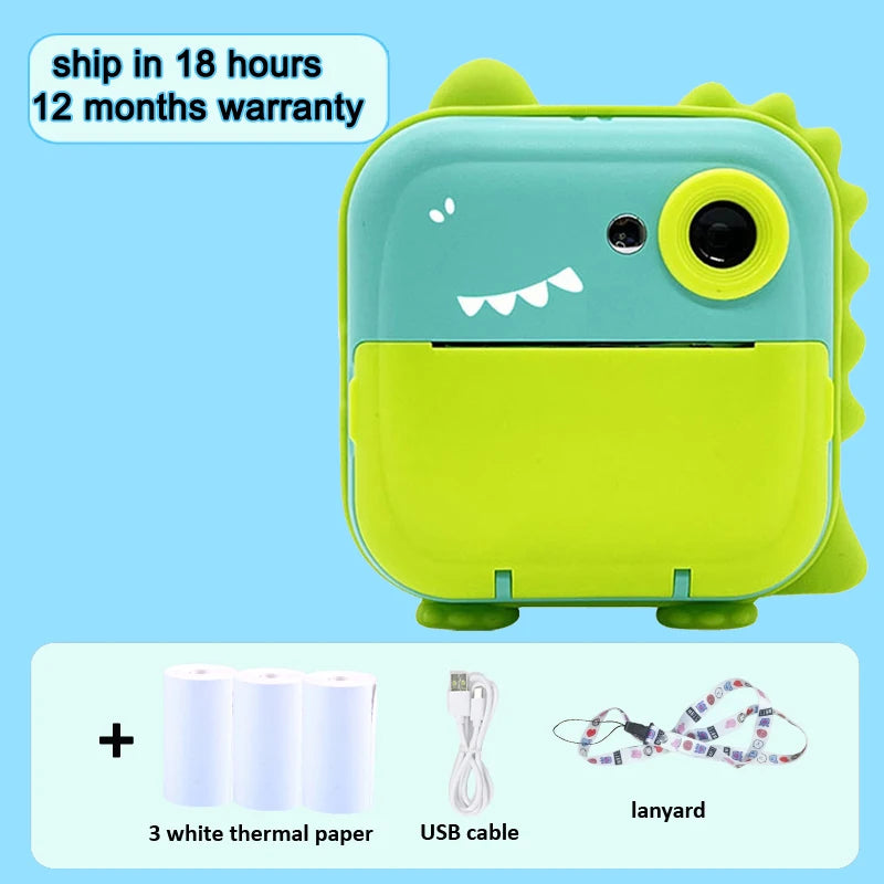 EZ Kdis Camera Instant Print Toy Photo Label Thermal Printing Photograph Video Digital Camera Print Toys for Boys Girls Gifts