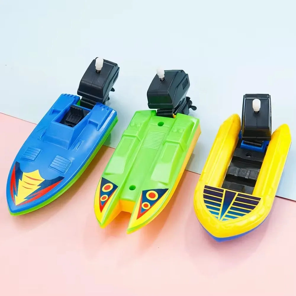 EZ 1pc Speed Boat Clockwork Toys Ship Wind Up Toy Float In Water Kids Toys Classic Bathtub Shower Bath Toy for Children Boys Toys