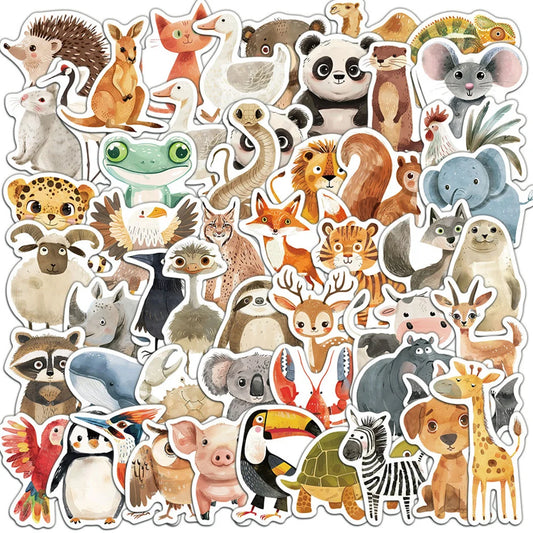 EZ 10/30/50pcs Cute Cartoon Childrens Book Paintings Animals Graffiti Stickers Laptop Phone Fridge Aesthetic Sticker for Kids Toys