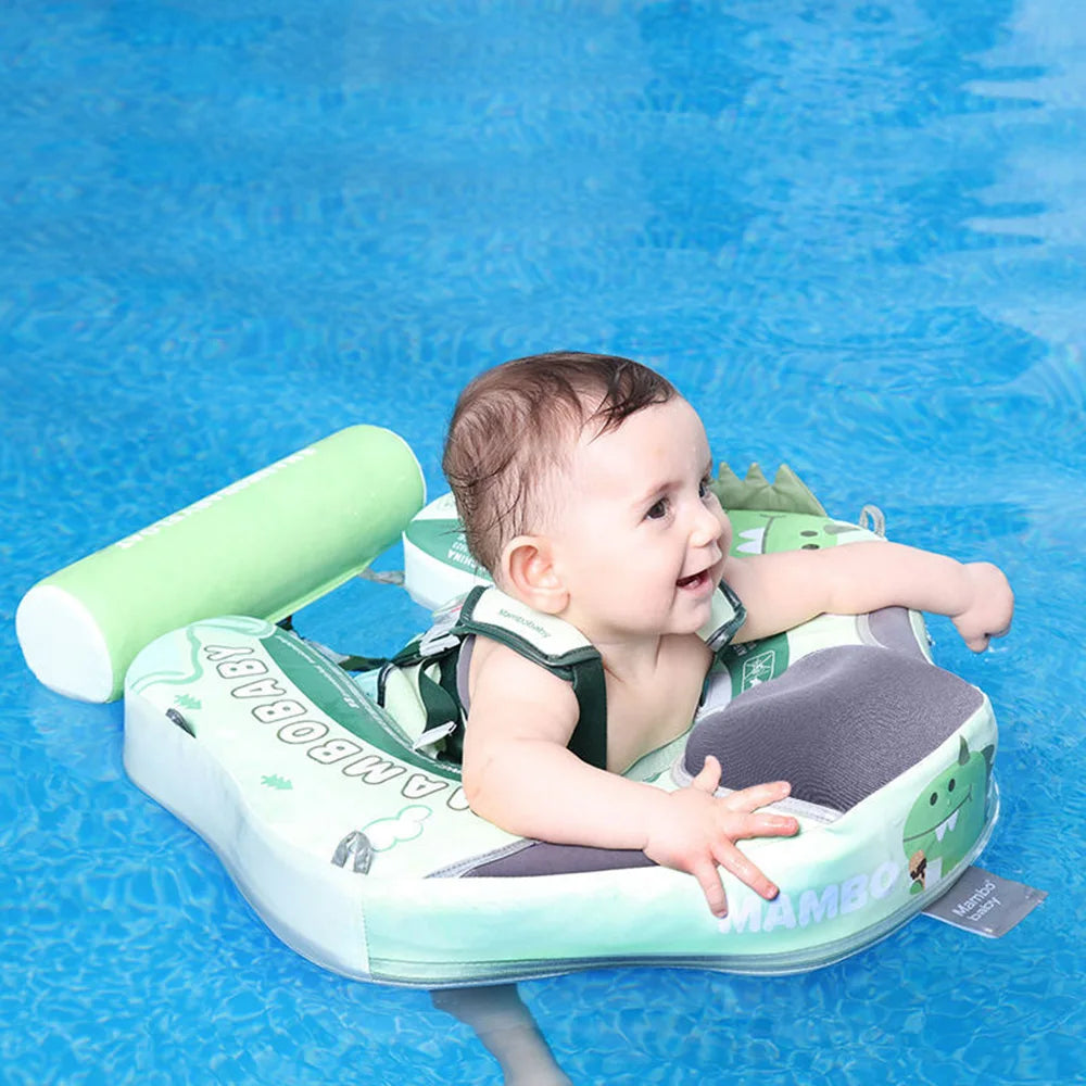 EZ Mambobaby Baby Swim Float Non-inflatable Baby Swimming Float Ring Waterproof Swim Trainer Pool Float with Sun Canopy for 3-24
