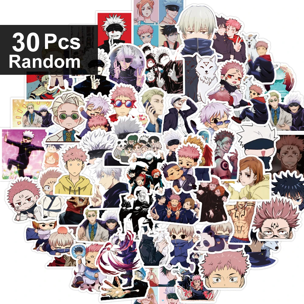 EZ 30/60/180pcs Cool Anime Jujutsu Kaisen Stickers Satoru Gojo Decals Skateboard Laptop Motorcycle Waterproof Classics Toys Sticker