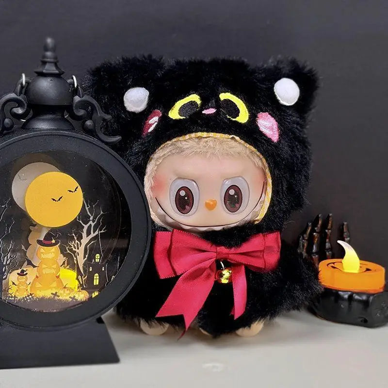 EZ For labubu Halloween pumpkin doll costume cute black cat vinyl doll dress up clothes no doll