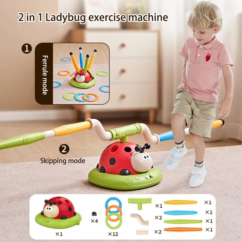 EZ Ladybug Sport Entertainment Game Toy Multifunction Rope Skipping Machine Ferrule Jump Rocket Launcher Outdoor Educational